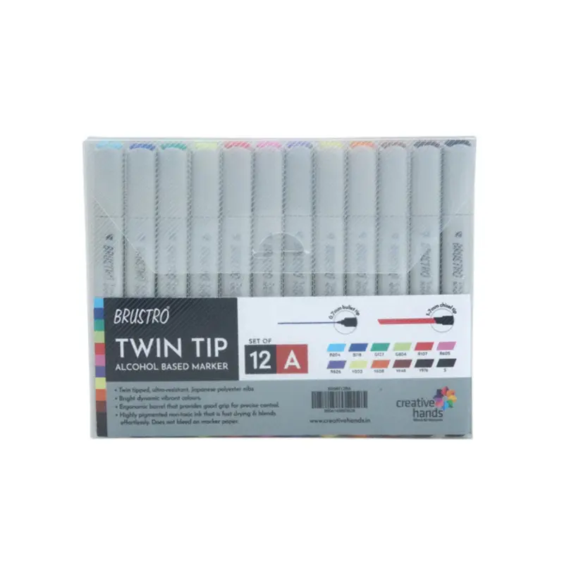 Brustro Twin Tip Alcohol Based Basic Marker Set of 12
