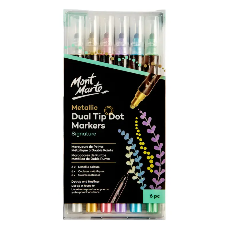 Mont Marte Metallic Dual Tip Dot Markers Signature - Pack of 6