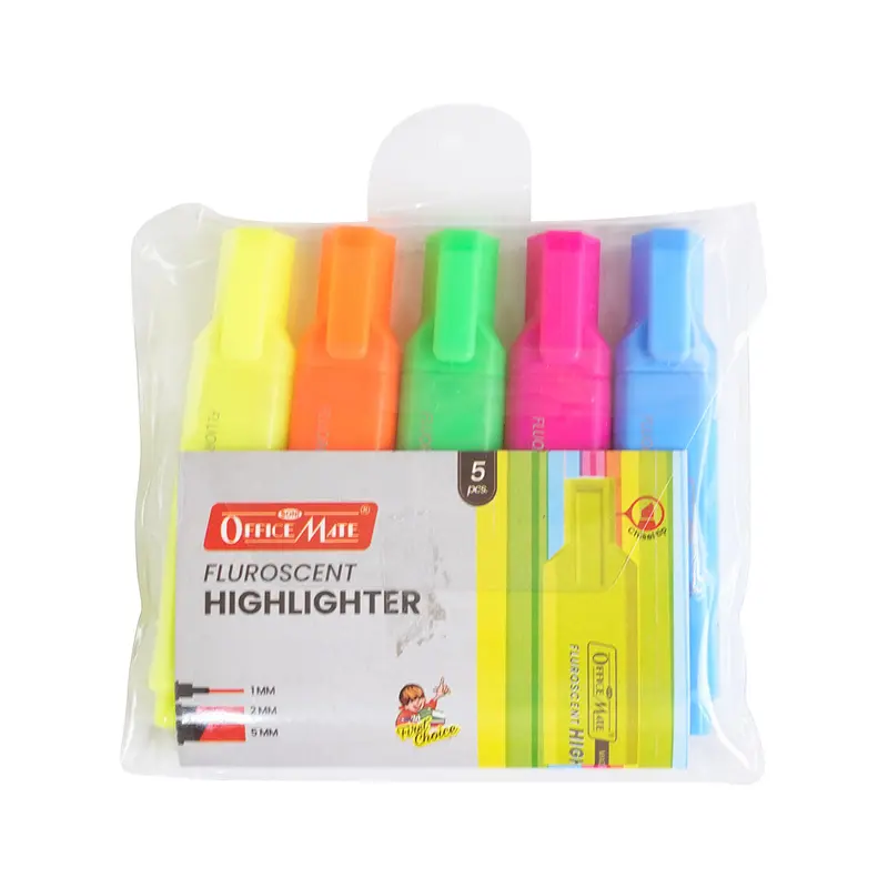 Soni Officemate Fluorescent Highlighters - Pack of 5