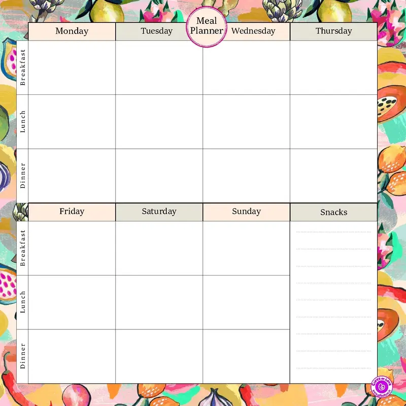 Gifts of Love Fresca Magnetic Rewritable Weekly Meal Planner