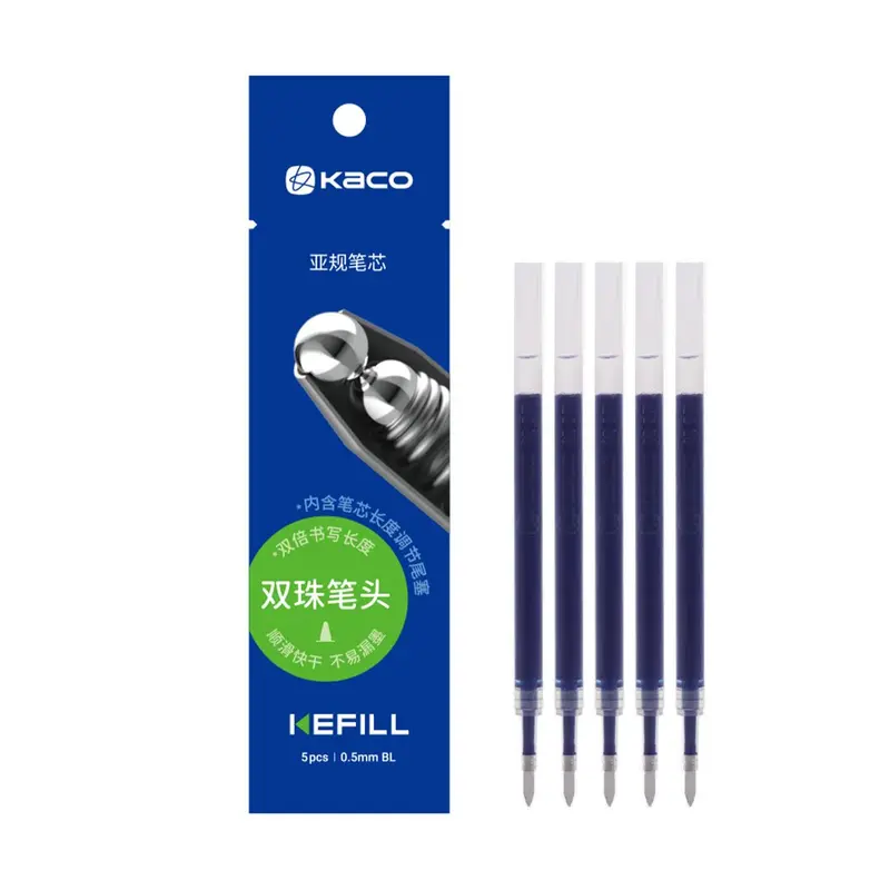 Kaco Gel Pen Refills 0.5mm(Bullet Tip)- Pack of 5