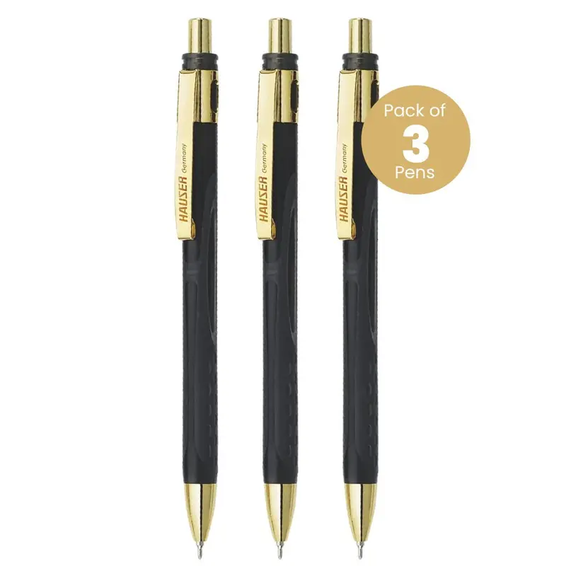 Hauser Ultra Gold Ball Pen Pack Of 3