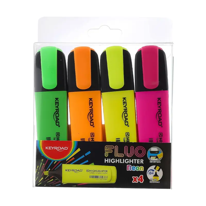 Keyroad Fluo Neon Highlighter Pack Of 4