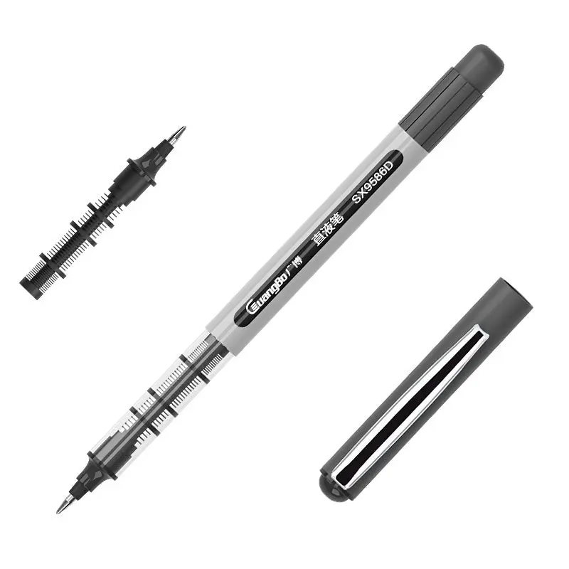 Guangbo Straight Liquid Black 0.5mm Rollerball Pen (Pack of 6)