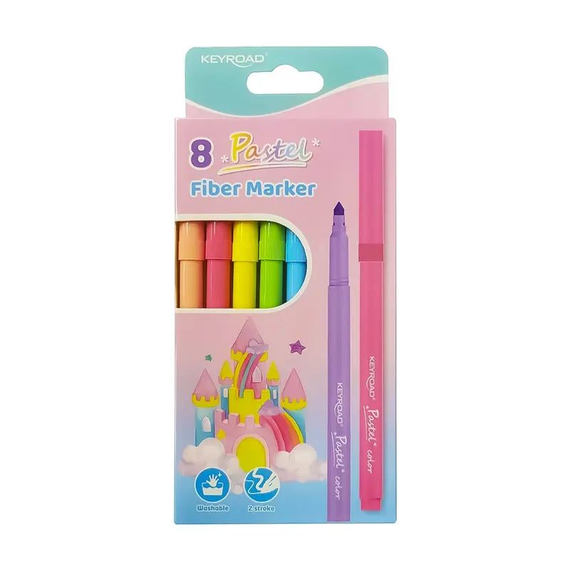 Keyroad 8 Pastel Fiber Marker