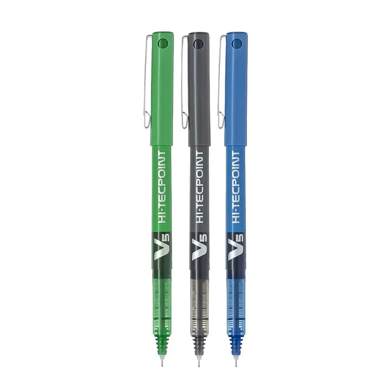 Pilot Vsystem Hi-Techpoint Roller Ball Pens 0.5mm Pack Of 3