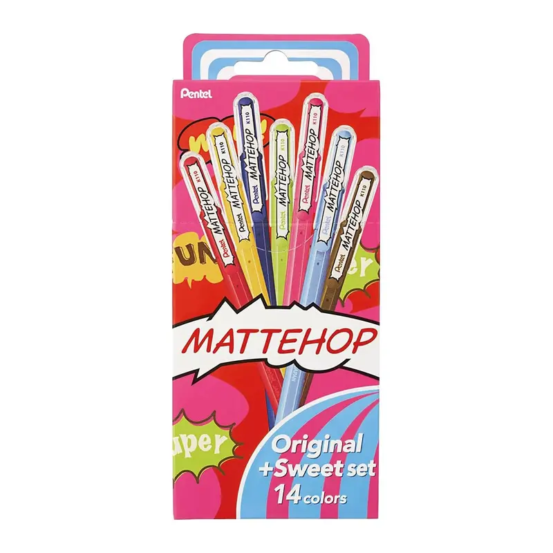 Pentel Rollerball Pen Matte Hop 1.0mm - Set of 14
