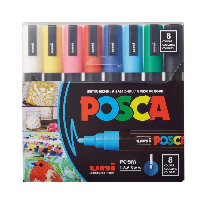 Uni Ball Posca PC-5m Markers Set- Pack of 8