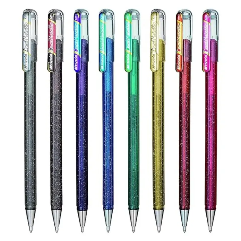 Pentel Hybrid Dual Metallic Gel Roller Pen(Pack of 8)