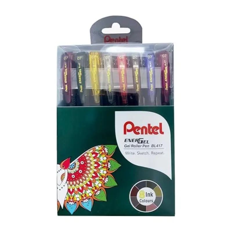 Pentel Multicolour Energel Roller Gel Pen 0.7mm(Pack of 8)