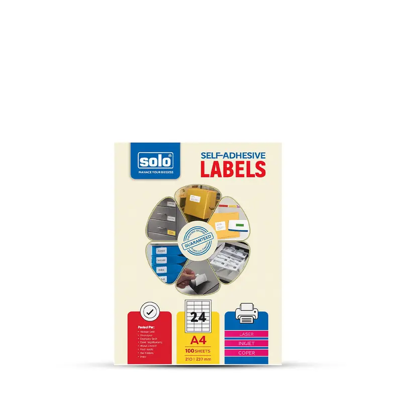 Solo Self-Adhesive A4 Labels - 100 Sheets