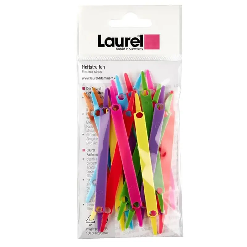 Laurel Fastener strips Bright Colours Assorted- Pack of 20