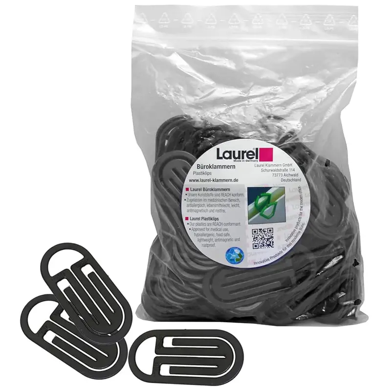Laurel King Paper Clips Black 50/62 mm