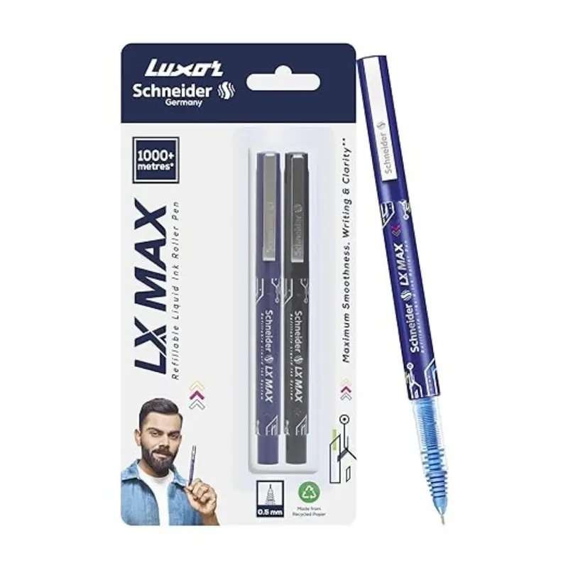 Luxor Schneider LX MAX Nedle Tip Roller Ball Pen- Pack of 2
