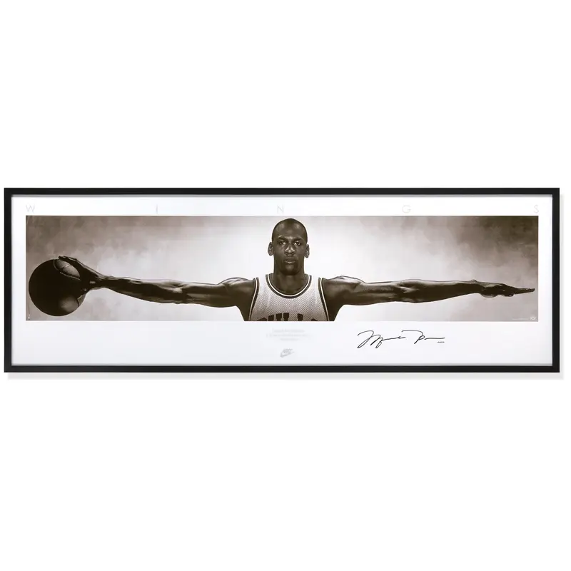 Michael Jordan Autographed Wings Poster Framed