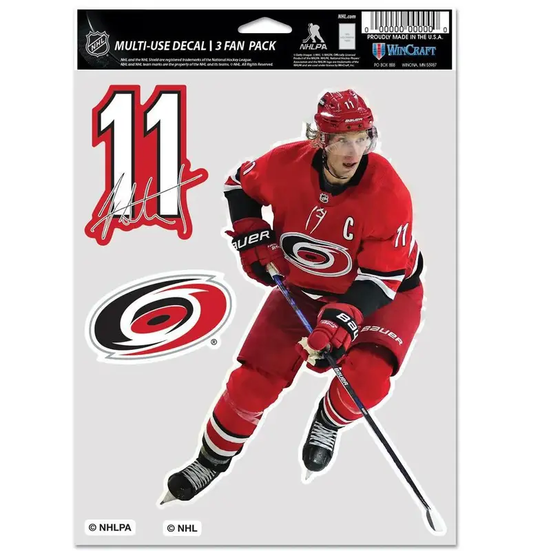 Decal: Jordan Staal Carolina Hurricanes 3 Fan Pack