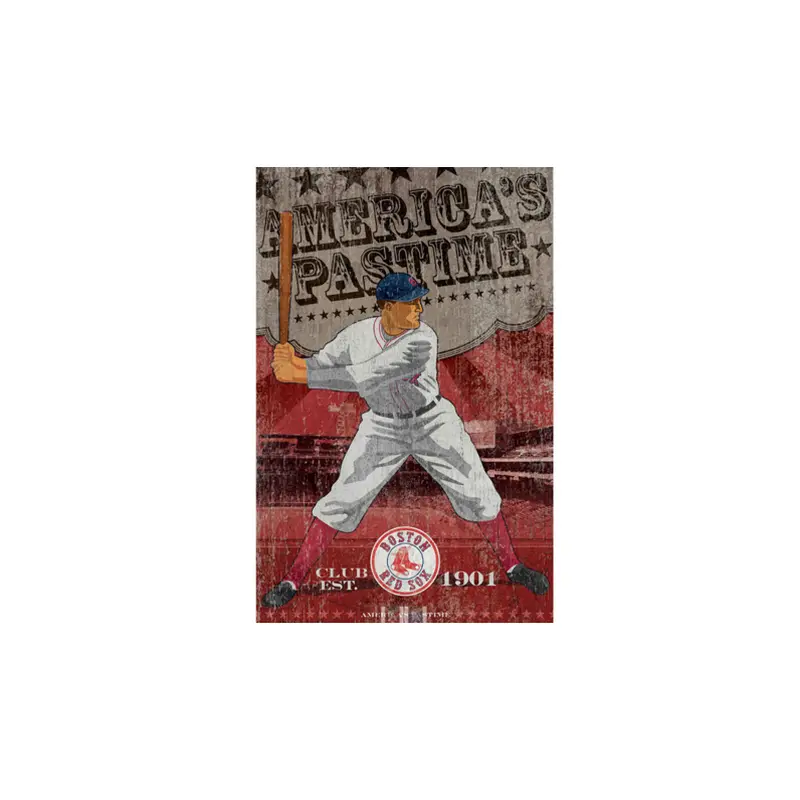 Boston Red Sox Vintage Wall Art  Distressed Wood Panel (26" x 15")