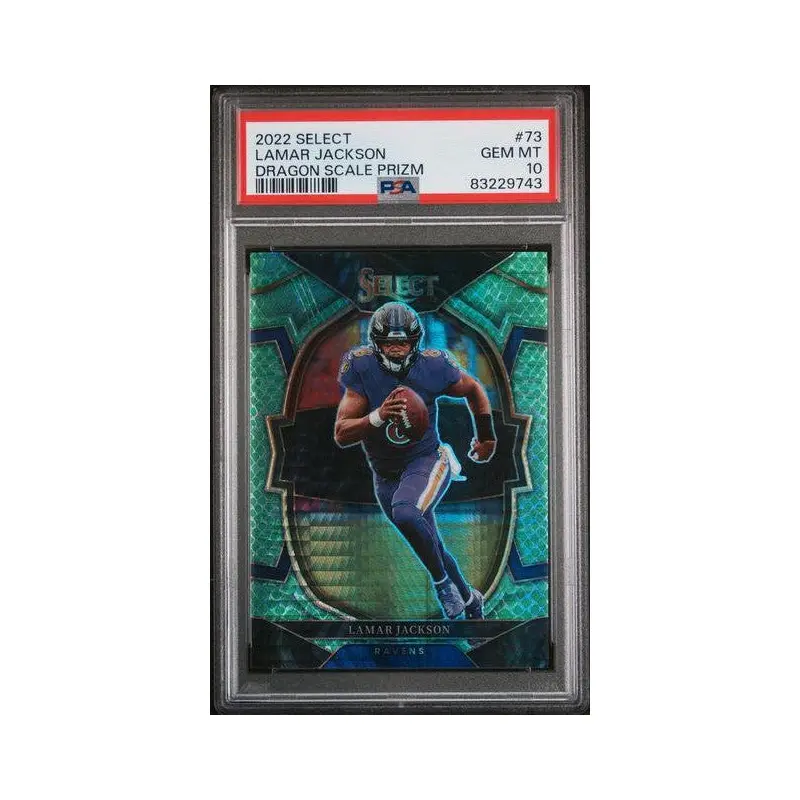 Lamar Jackson 2022 Panini Select Dragon Scale Prizm #73 PSA 10