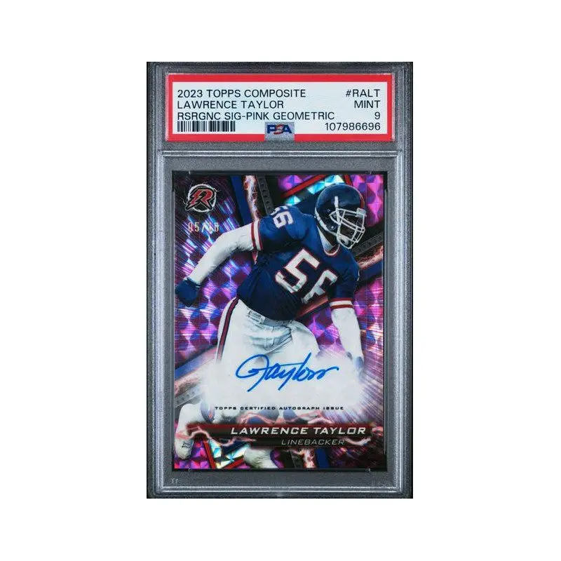 Lawrence Taylor 2023 Topps Composite RSRGNC Sig-Pink Geometric #RALT PSA 9