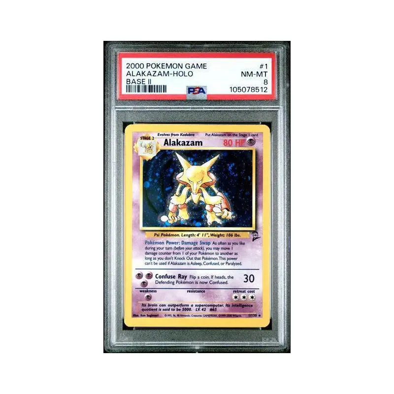 Alakazam-Holo 2000 Pokemon Game Base II #1 PSA 8