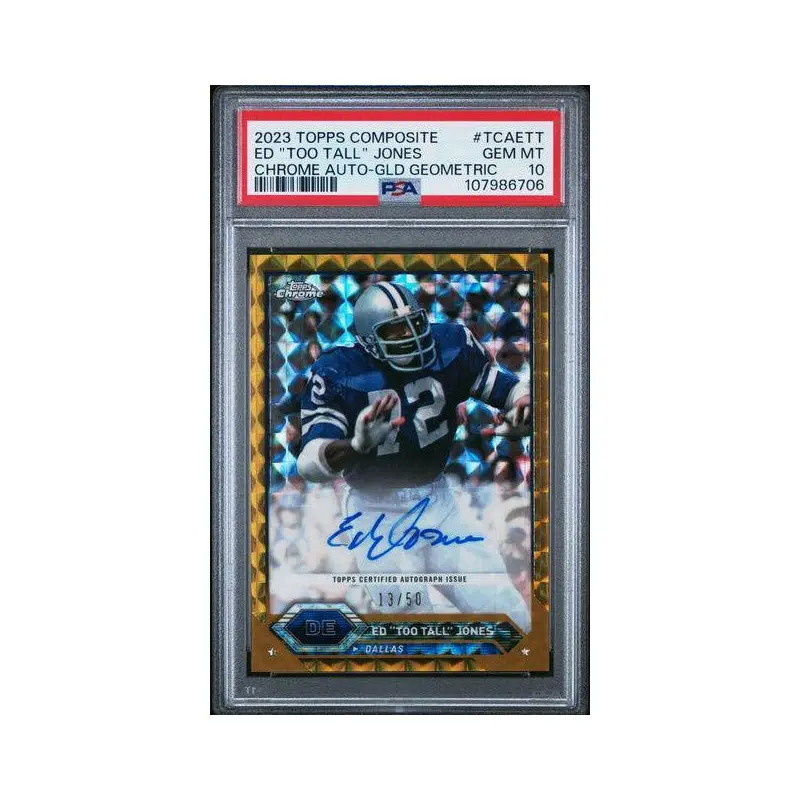 Ed "Too Tall" Jones 2023 Topps Composite Chrome Auto-GLD Geometric #TCAETT PSA 10