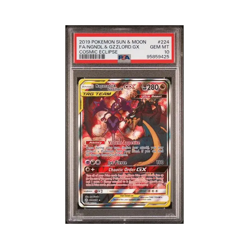 FA/Naganadel & Guzzlord GX  2019 Pokmon Sun & Moon Cosmic Eclipse #224 PSA 10