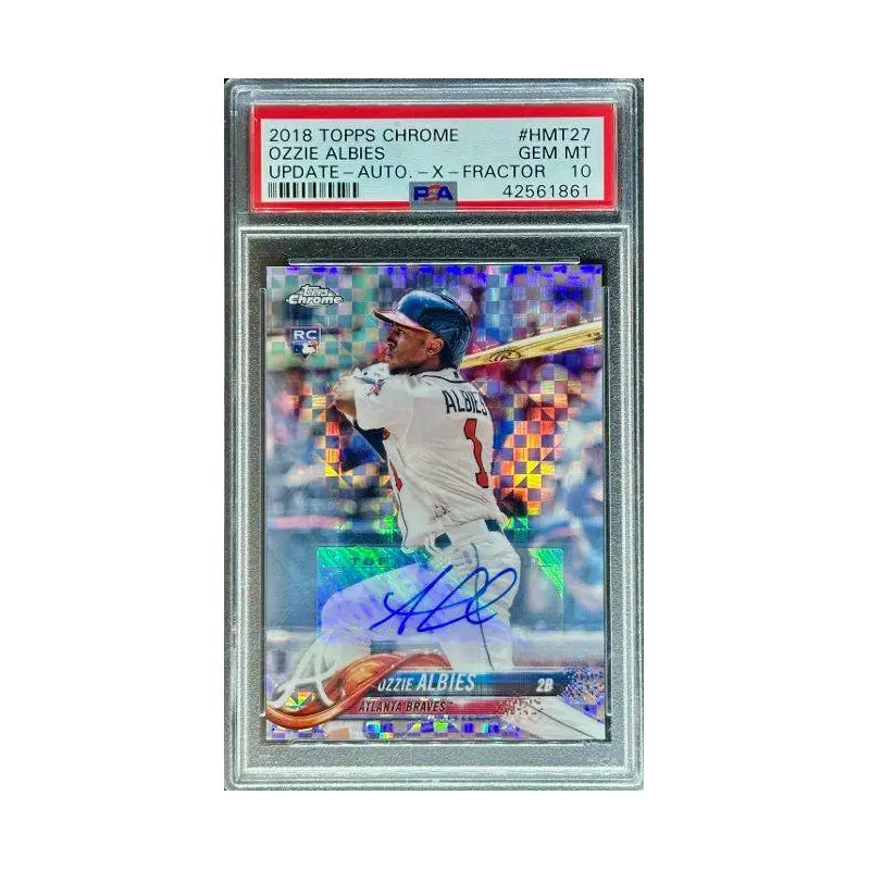 Ozzie Albies 2018 Topps Chrome Update Auto X-Fractor #HMT27 PSA 10