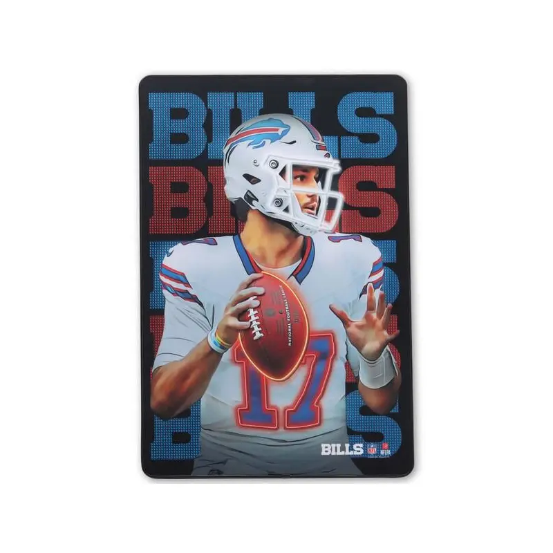Wall Decor: Buffalo Bills Josh Allen Neon Lights High Transparency Framed Wood  Officially Licensed NFL