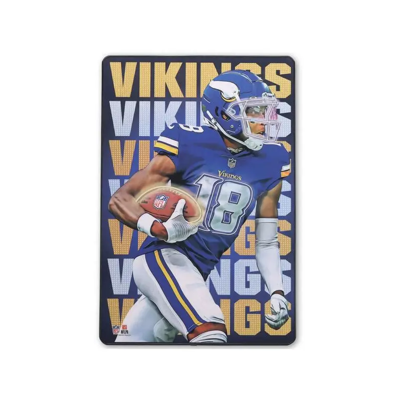Wall Decor: Minnesota Vikings  Justin Jefferson Neon Lights High Transparency Framed
