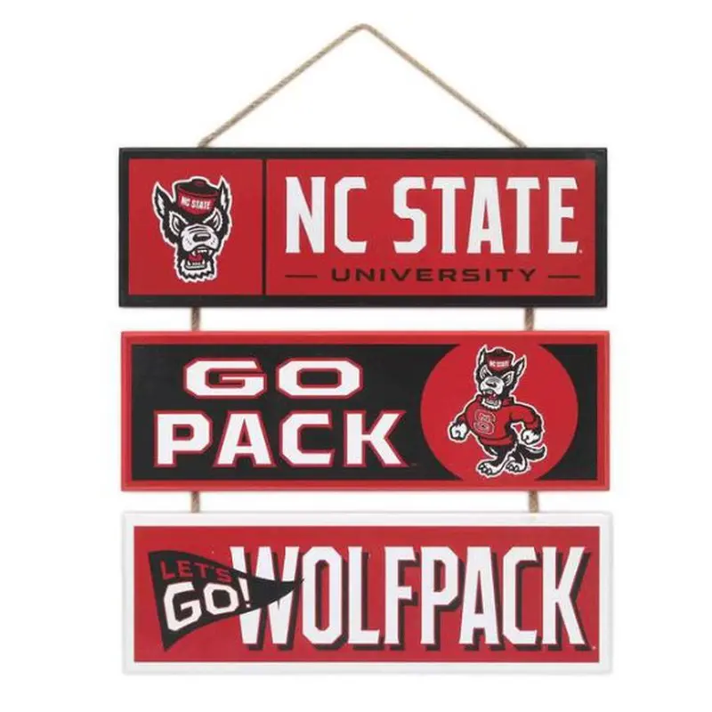 Sign: North Carolina State Wolfpack - Linked Wood Wall Dcor