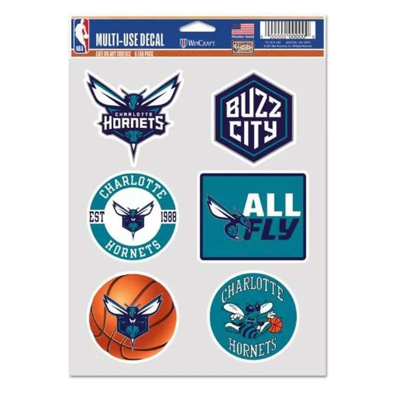 Decal: Charlotte Hornets Multi-Use 6 pack