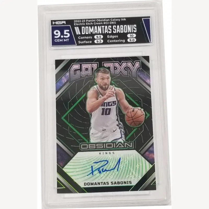 Domantas Sabonis:2022-23 Panini Obsidian Galaxy Ink Electric Etch Green #GI-DKS HGA 9.5