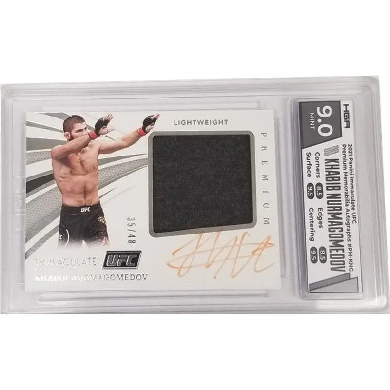 Khabib Nurmagomedov 2021 Panini Immaculate UFC Premium Memorabilia Autographs #PM-KNG HGA 9.0