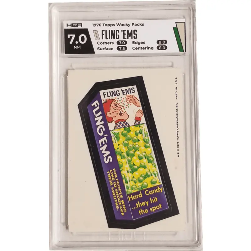 1976 Topps Wacky Packs - Fling 'Ems HGA 7.0