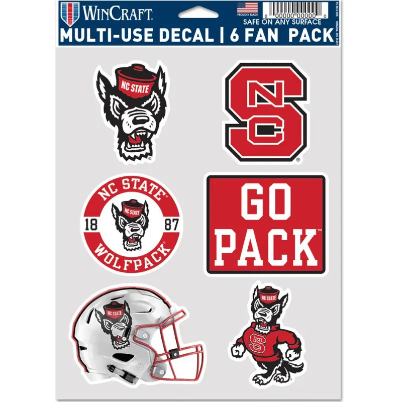 Decal: NC State Wolfpack Multi-Use - 6 Pack