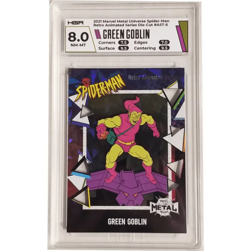 Green Goblin: 2021 Marvel Metal Universe Spider-Man Retro Animated Series Die-Cut #AST-6 HGA 8.0