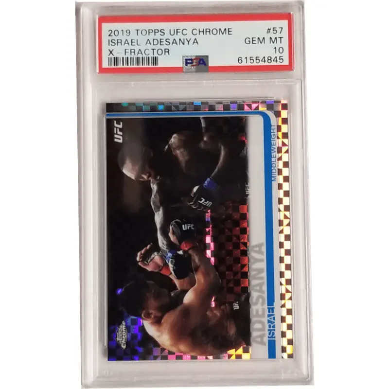 Israel Adesanya: 2019 Topps UFC Chrome X-Fractor #57 PSA 10