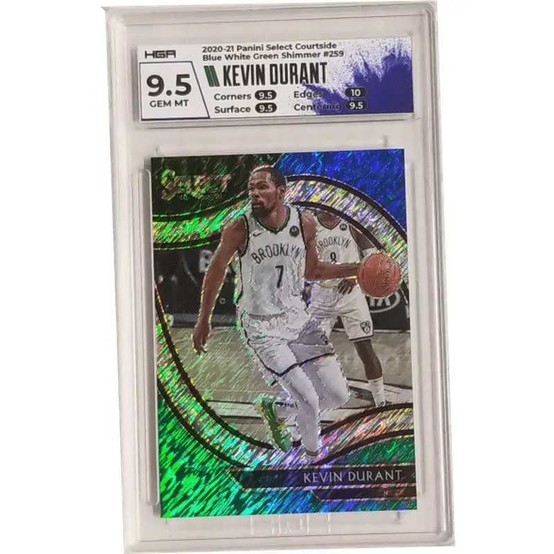 Kevin Durant 2020-21 Panini Select Courtside Blue White Green Shimmer #259 HGA 9.5