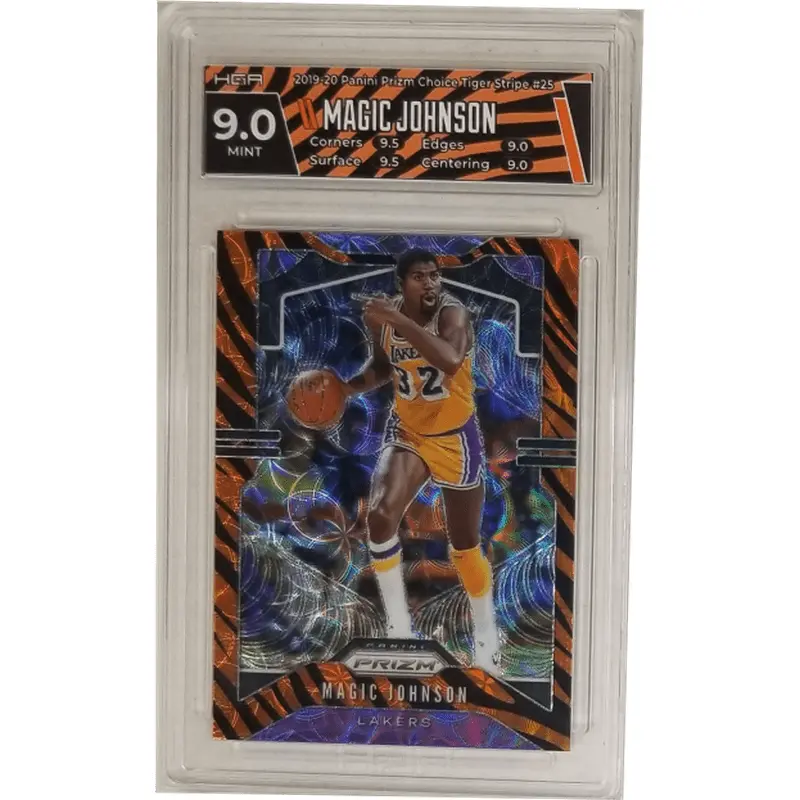 Magic Johnson 2019-20 Panini Prizm Choice Tiger Stripe #25 HGA 9.0