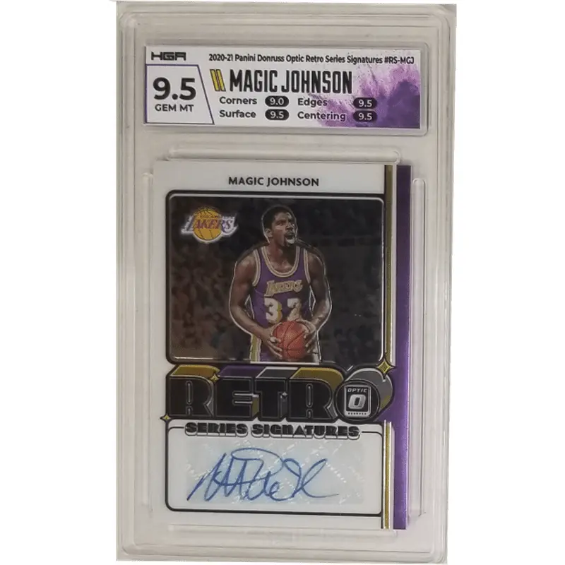 Magic Johnson 2020-21 Panini Donruss Optic Retro Series Signatures #RS-MGJ HGA 9.5