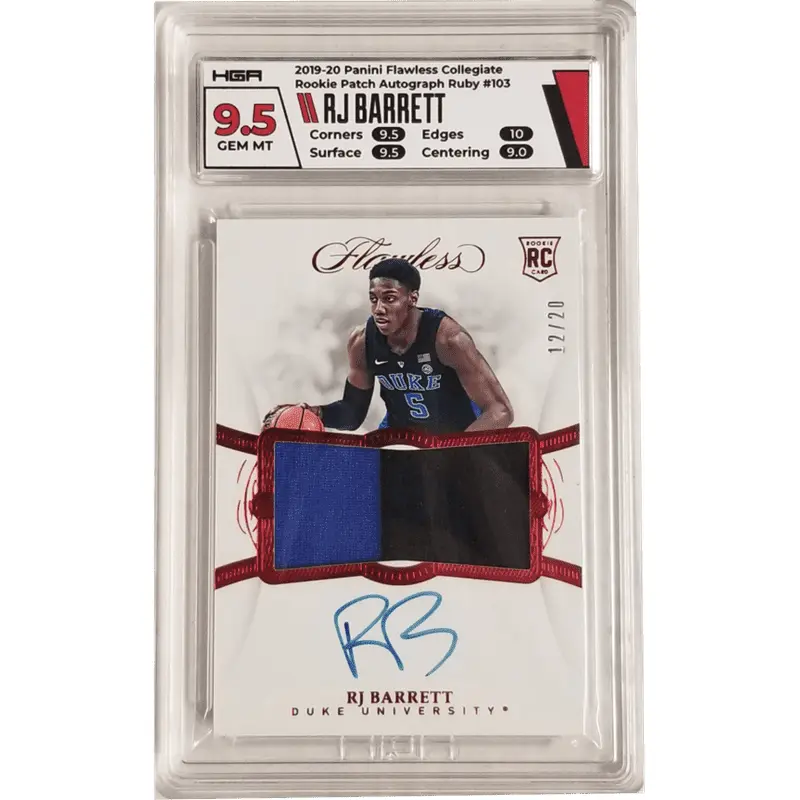 RJ Barrett 2019-20 Panini Flawless Collegiate Rookie Patch Autograph Ruby #103 HGA 9.5