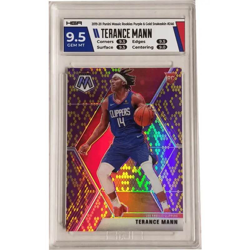 Terance Mann 2019-20 Panini Mosaic Rookies Purple & Gold Snakeskin #246 HGA 9.5