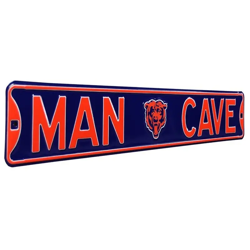 Chicago Bears Steel Street Sign with Bearhead Logo-MAN CAVE