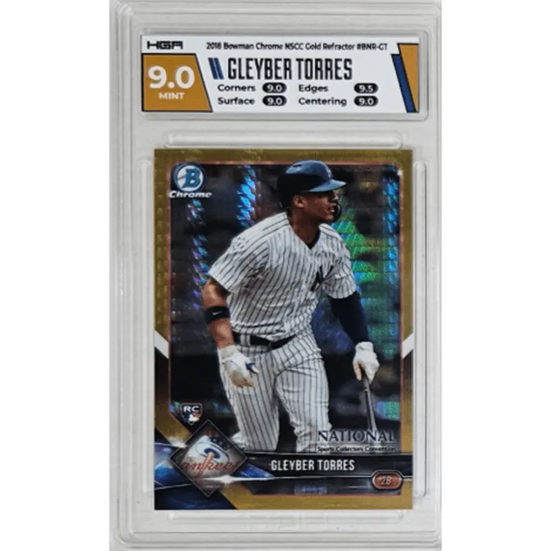 Gleyber Torres: 2018 Bowman Chrome NSCC Gold Refractor #BNR-GT HGA 9.0