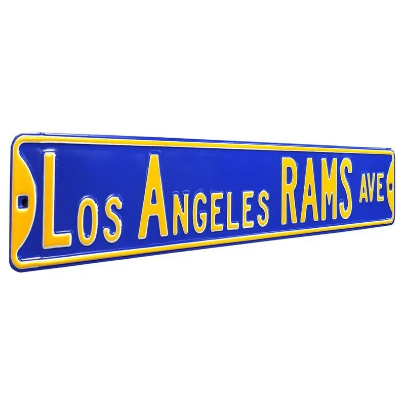 LA Rams Steel Street Sign-LOS ANGELES RAMS AVE (Royal/Gold)