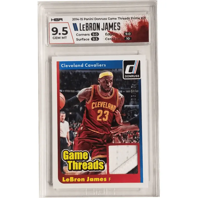 LeBron James 2014-15 Panini Donruss Game Threads Prime #21 HGA 9.5