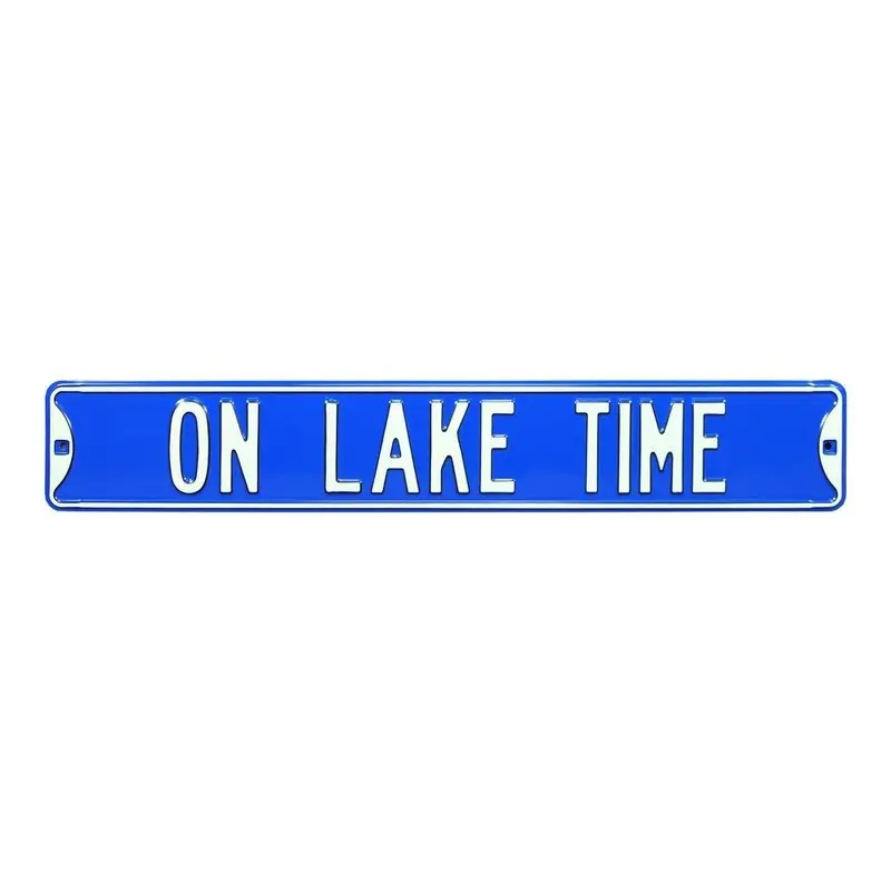 On Lake Time Steel Street Sign