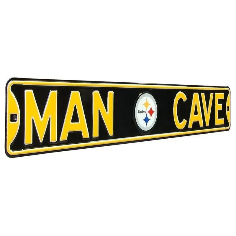 Pittsburgh Steelers Steel Street Sign with Logo-MAN CAVE