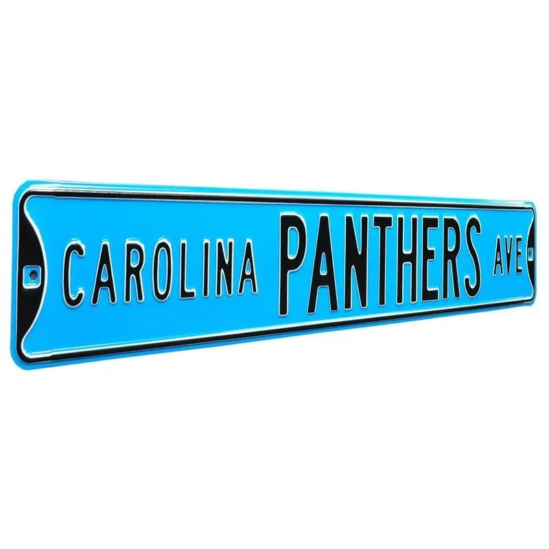 Sign: Carolina Panthers Steel Street Sign Throwback Colors-CAROLINA PANTHERS AVE