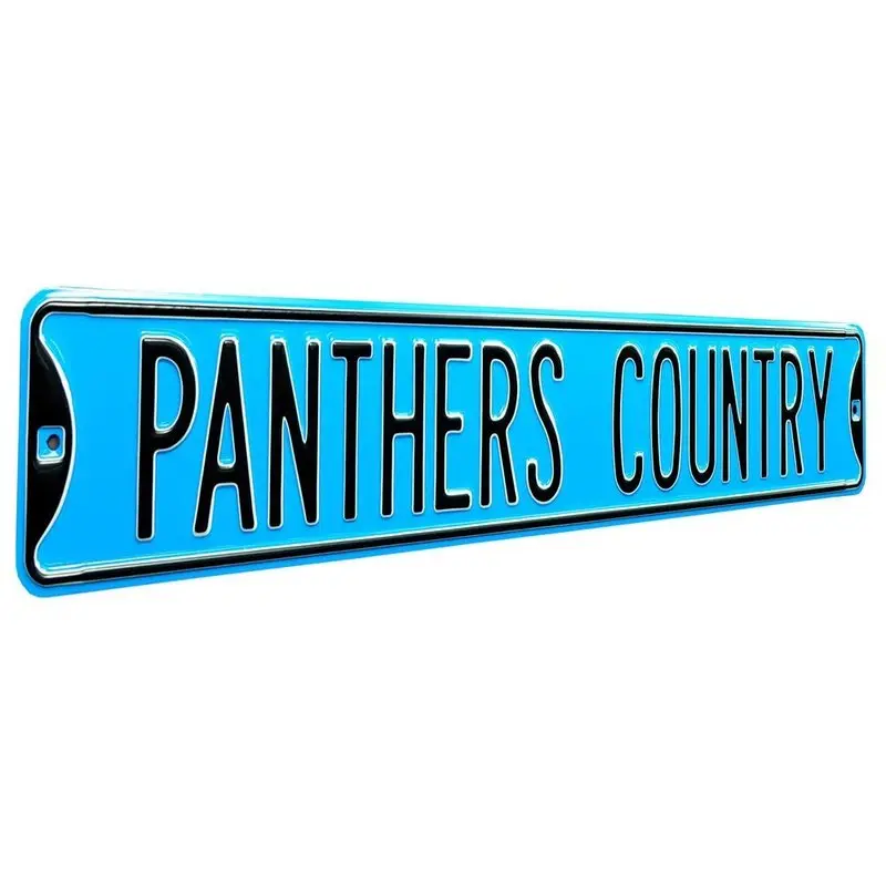 Sign: Carolina Panthers Steel Street Sign Throwback Colors-PANTHERS COUNTRY
